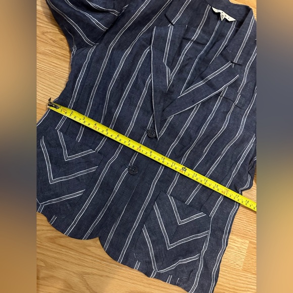 Cabi 100% linen nautical buttons striped women’s size 8 business casual blazer - Picture 10 of 11